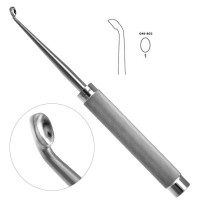 Cobb Curette Stainless Handle 11” Knurled Handle Oval Cup Angled #1 (4.3mm)