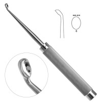 Cobb Curette Stainless Handle 11” Knurled Handle Oval Cup Angled #6 (8.3mm)