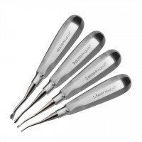 Winged Dental Elevator Set of 4 with 1.5mm to 4mm Back Bent Tip having Standard Handle