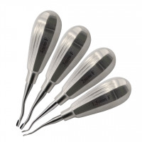 Winged Dental Elevator Set of 4 with 1.5mm to 4mm Inside Bent Tip having Short Handle