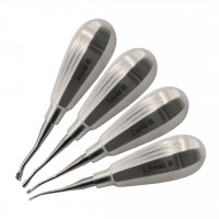 Winged Dental Elevator Set of 4 with 1.5mm to 4mm Back Bent Tip having Short Handle