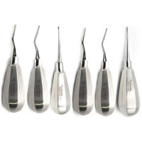 Luxating Elevator Set of 6 having Short Handle with 2 Straight, 2 Inside Bent and 2 Curved Tip