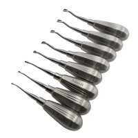 Winged Dental Elevator Serrated Backward Angle having Short Handle - Set of 8