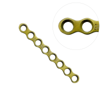 Micro Reconstruction Bone Plates 31.5mm Length 3.5mm Width 1.0mm Thickness 8 Holes - Gold