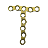 Micro Bone T Plates 23.5x19.5mm Length 3.5mm Width 1.0mm Thickness 10 Holes - Gold