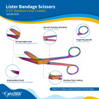 Lister Bandage Scissors 5 1/2" Color Coated