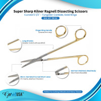 Super Sharp Ragnell (Kilner) Dissecting Scissors Curved - Tungsten Carbide