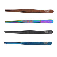 Thumb Tissue Forceps 5 inch 1x2 Teeth, Color Coated