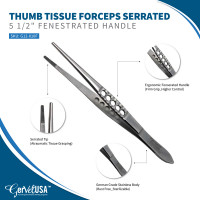 Thumb Tissue Forceps Fenestrated Handle