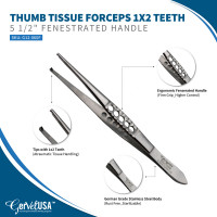 Thumb Tissue Forceps Fenestrated Handle