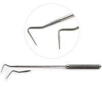 Whittle Equine Periodontal Probe - Modified Williams Markings with 2 Attachments 45° Angle and 90° Angle, Length 16"