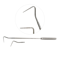 Whittle Equine Periodontal Probe - Modified Williams Markings with 2 Attachments 45° Angle and 90° Angle, Length 16"