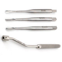 Equine Offset Wolf Tooth Luxating Elevator Glux Set With Interchangeable Tips, 4mm, 6mm, 8mm